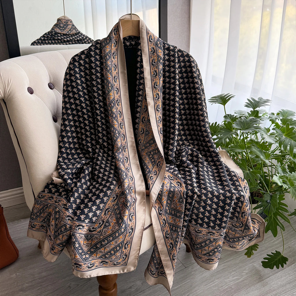 Écharpe Imprimée de Haute Qualité pour Femme, Châle de Plage, Protection Solaire, Styliste, Élégant, Dernière Collection Printemps