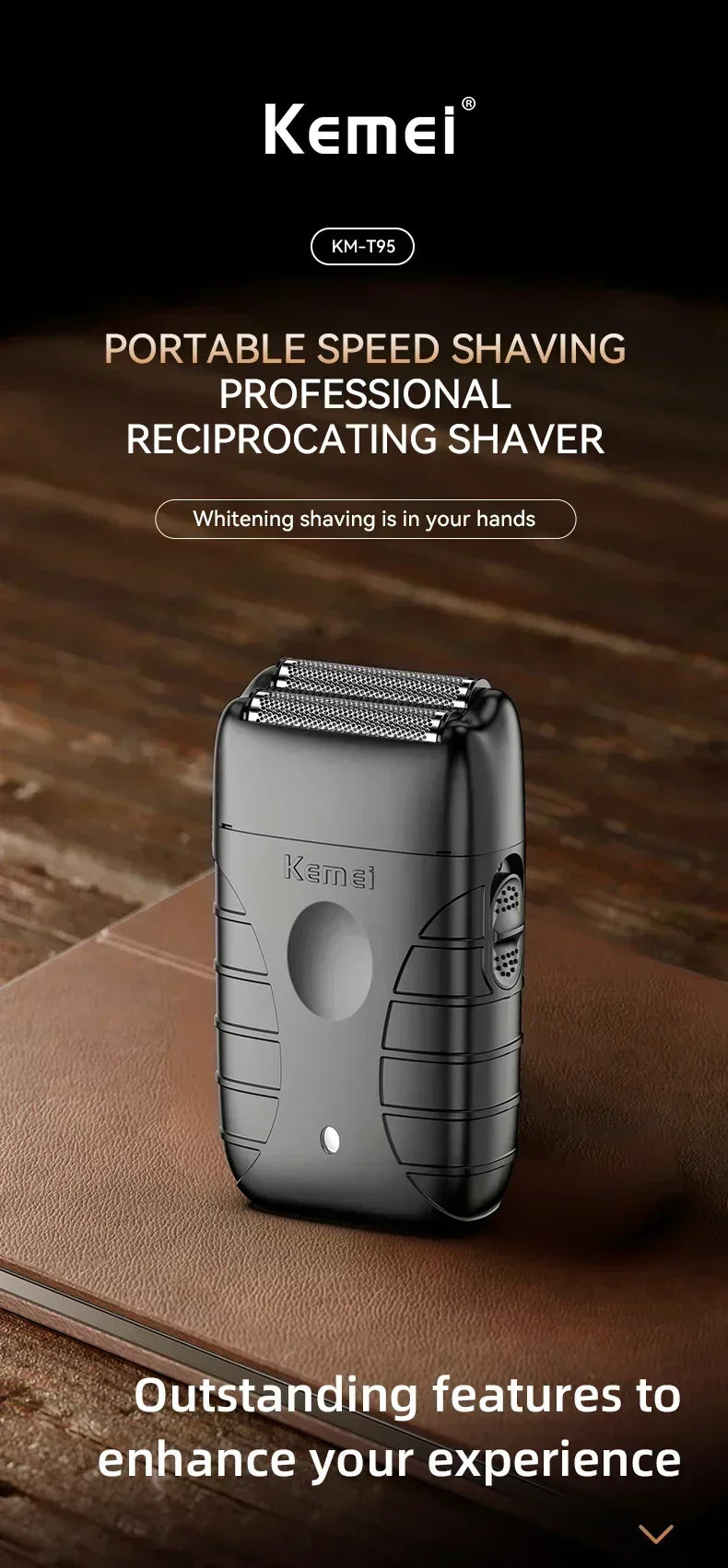 Kemei Kit de tondeuse à cheveux originale KM-2296 KM-2299 KM-T95 tondeuse à cheveux électrique Rechargeable barbier rasoir professionnel pour hommes
