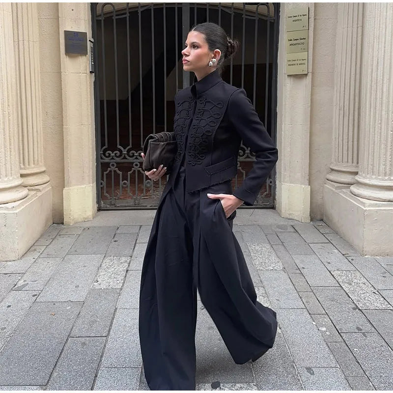 Veste élégante en Satin à boutons grenouille pour femme, col montant, manches longues, Slim, décontractée, manteau de fête de rue, hauts de bureau, printemps 2026