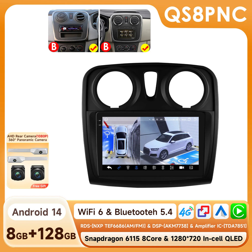 Hizpo-Autoradio Android pour Renault Logan 2, 2012-2019, Sandero 2, 2014-2019, 4G, Limitation de la voiture, GPS, 2Din, Autoradio, CarPlay, WIFI, DSP