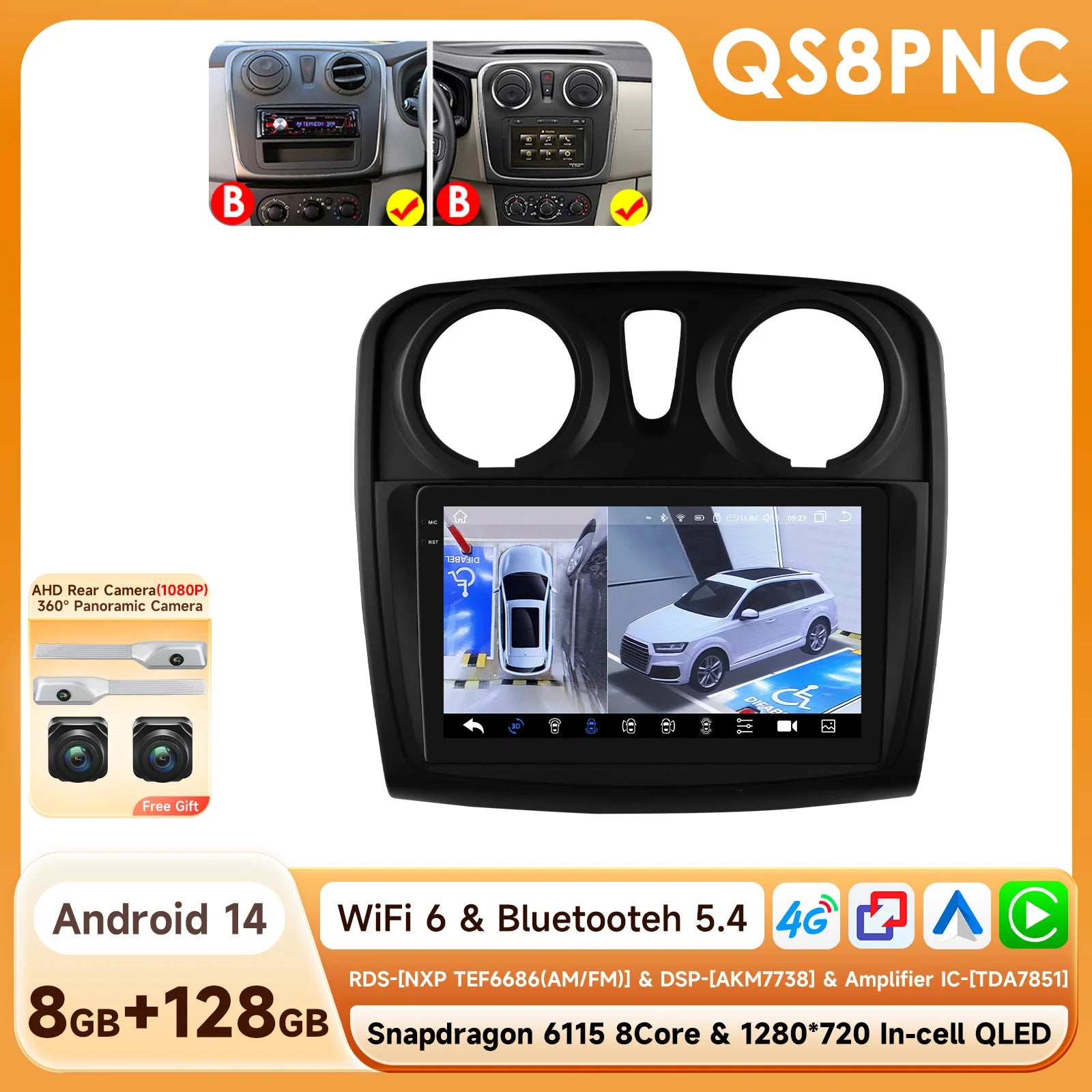 Hizpo-Autoradio Android pour Renault Logan 2, 2012-2019, Sandero 2, 2014-2019, 4G, Limitation de la voiture, GPS, 2Din, Autoradio, CarPlay, WIFI, DSP
