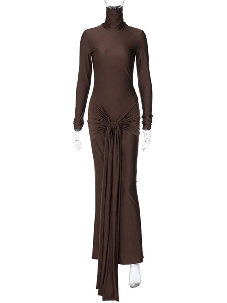 Tossy-Robe Longue Plissée à Manches sulfpour Femme, Tenue de Soirée Slim, à Lacets, Couleur Unie, Nouvelle Collection Printemps 2024