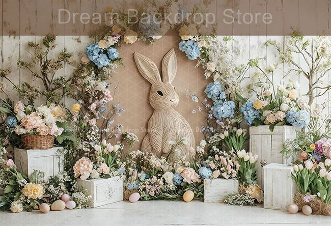 Printemps pâques fond photographie mignon lapin carotte lapin oeuf maison toile de fond décor pour enfants anniversaire gâteau Smash Photo Studio