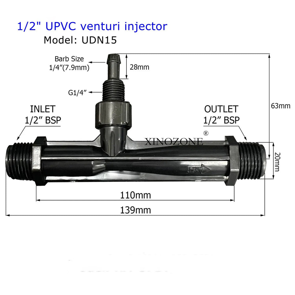 Livraison gratuite UPVC Venturi injecteur mélange gaz et liquide mélangeur connecteur mélange XINOZONE