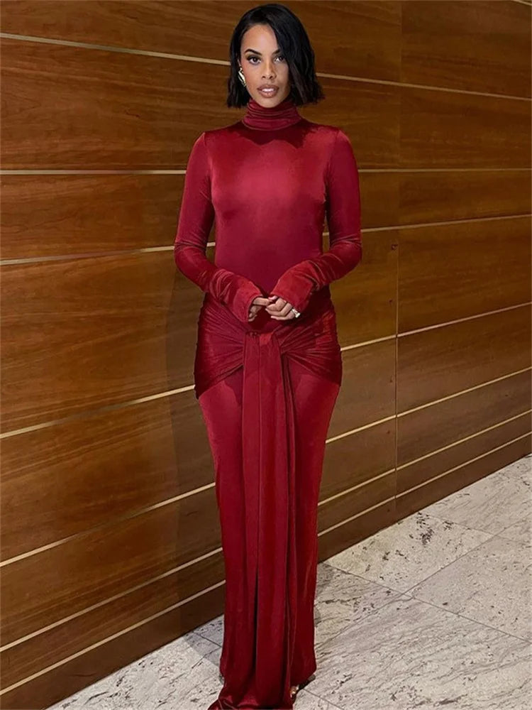 Tossy-Robe Longue Plissée à Manches sulfpour Femme, Tenue de Soirée Slim, à Lacets, Couleur Unie, Nouvelle Collection Printemps 2024