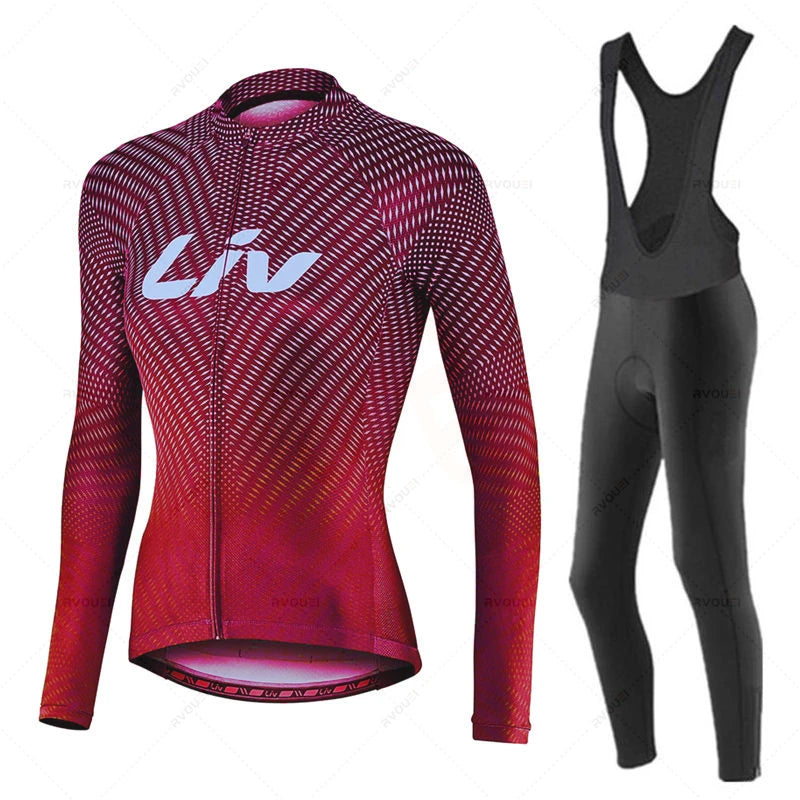 Liv-Ensemble de maillots de cyclisme pour femmes, manches longues, vêtements de vélo, maillot VTT, Culotte, printemps, automne