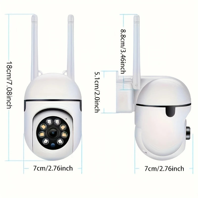 Caméra de sécurité WiFi intérieure/extérieure sans fil 1080P HD, 2 pièces, Vision nocturne couleur, Audio bidirectionnel, 360 °   Panoramique/inclinaison/Zoom, Mo
