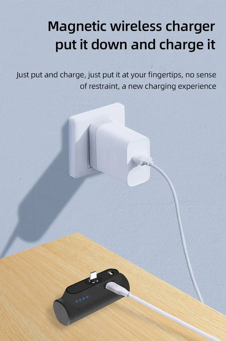 Mini batterie externe à Capsule magnétique 5000mAh, chargeur d'urgence, batterie externe de secours adaptée à la type-c Xiaomi iphone 12 pro