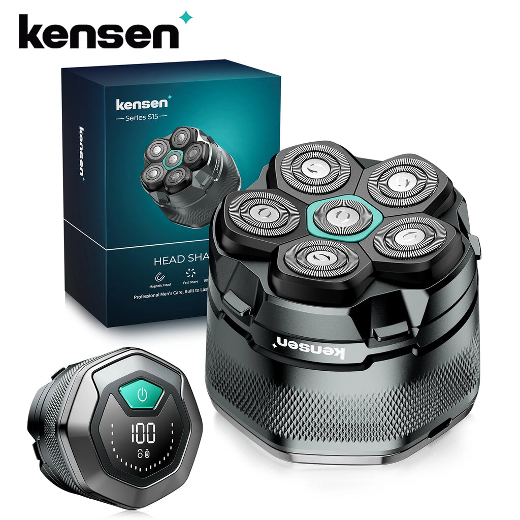 KENSEN rasoir électrique pour hommes chauve 6D rasoir magnétique tondeuse à cheveux USB Rechargeable affichage LED rasage humide/sec rasoir à barbe