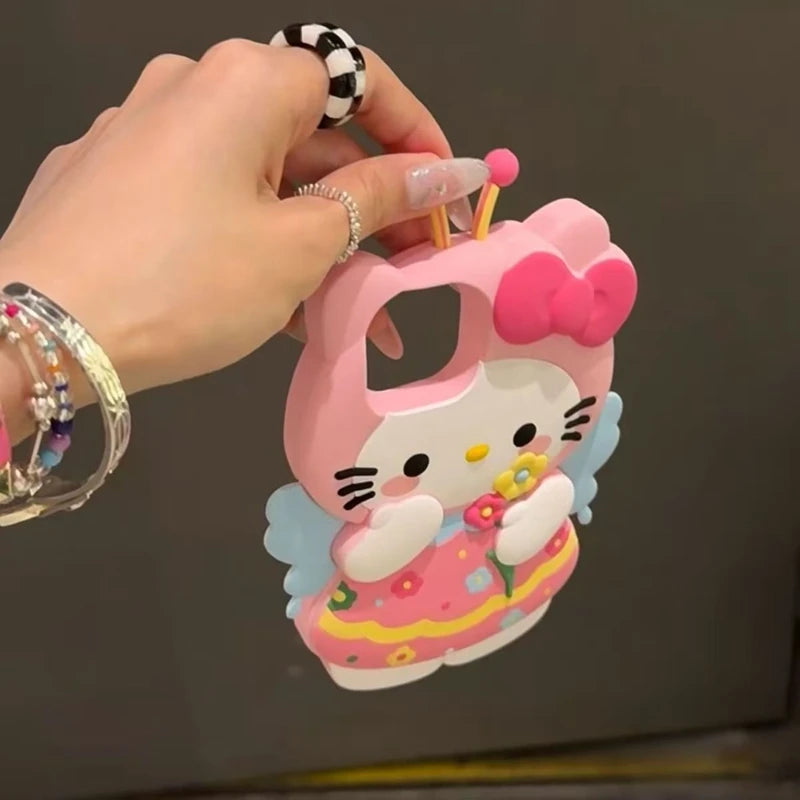 Pour iPhone 17 Pro Max 16 15 14 Plus 14 13 12 Mini 11 SE 7 8 X XS XR dessin animé papillon Kitty 3D coque de téléphone en Silicone souple
