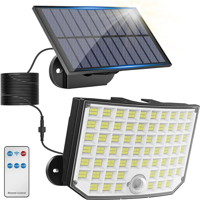 Lumières extérieures solaires, lumières de sécurité de capteur de mouvement à énergie solaire de 256 LED avec des lumières d'inondation imperméables de 3 modes pour le porche extérieur