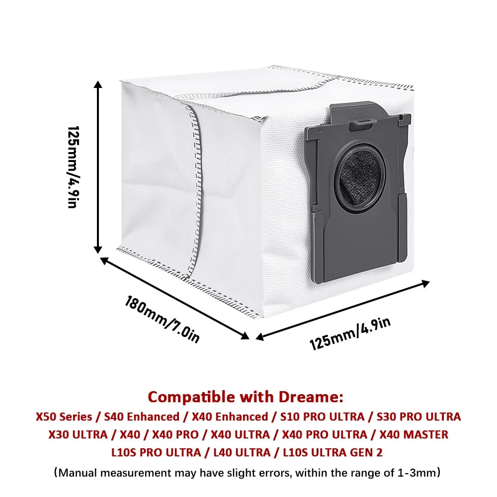Chiffons de nettoyage, sacs à poussière pour Dreame X50 Pro/X50 Ultra/X50 Master/L40S Pro Ultra/L50 Pro Ultra/MOVA V50 Ultra, brosses principales et latérales, filtres
