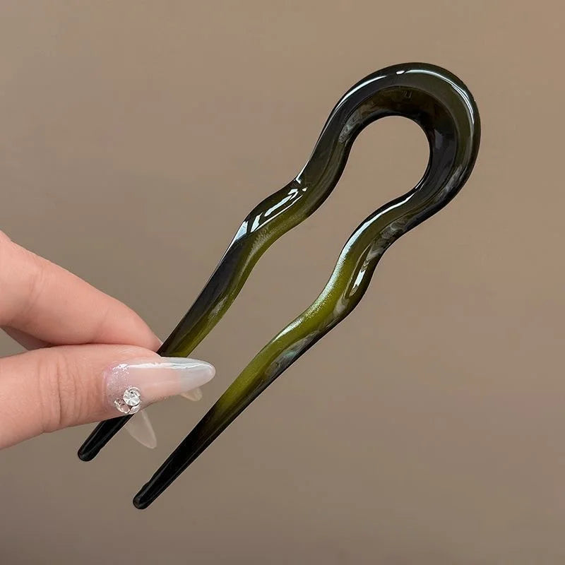 Fourchette à cheveux en forme de U, épingle à cheveux en acétate d'écaille de tortue en acrylique, couvre-chef géométrique, bâtons pour femmes et filles, accessoires pour cheveux