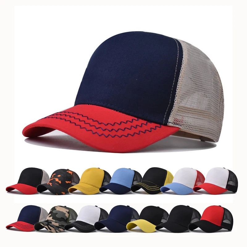 Casquette de Baseball pour adulte, chapeau en filet, couleur pure, unisexe, été, respirant, sans motif, ombre, printemps, automne, hip hop, ajusté