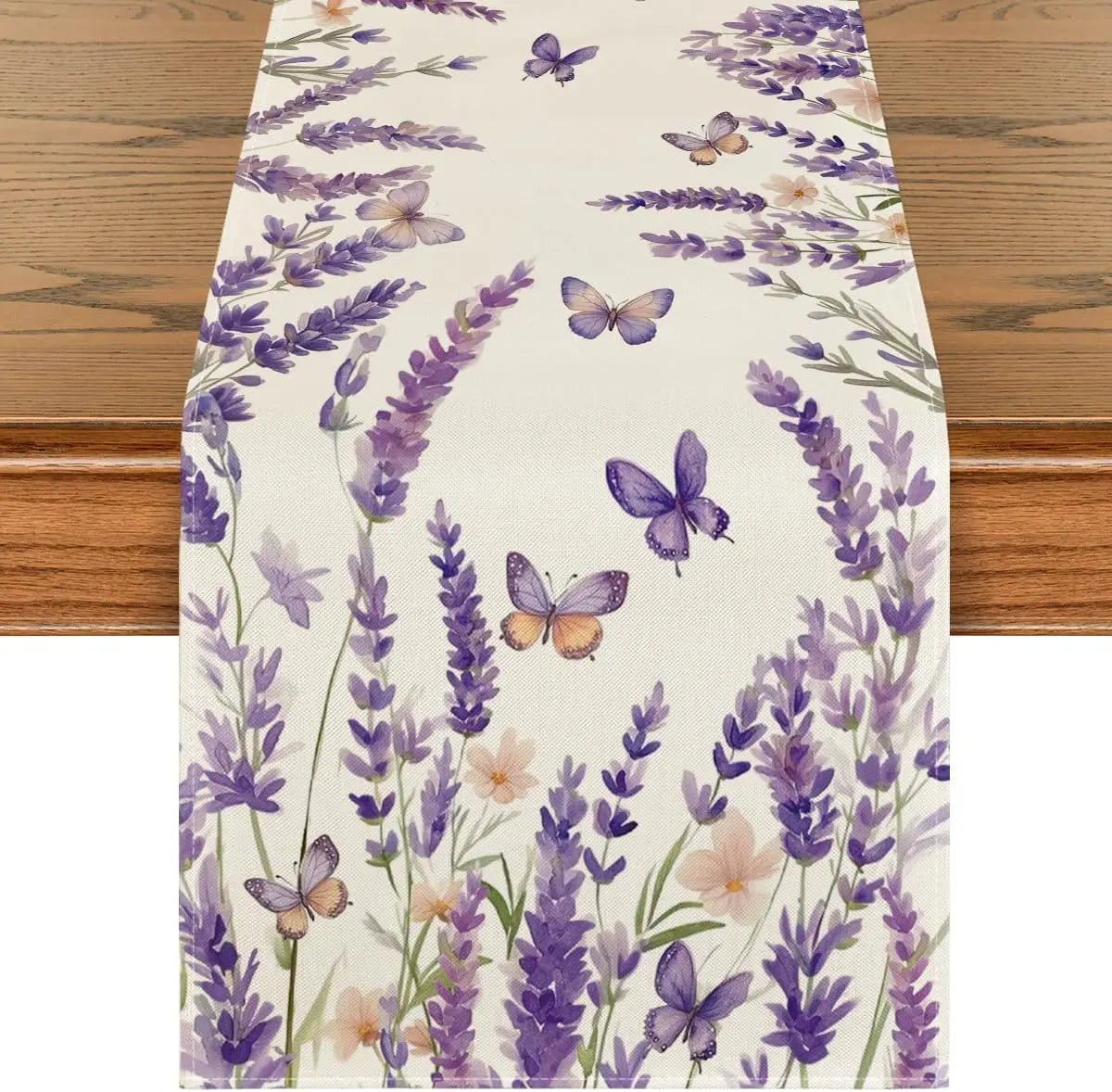 Chemin de Table en lin Floral violet lavande, décor de fête, réutilisable, pour ferme, cuisine, Table à manger, décorations de mariage, printemps