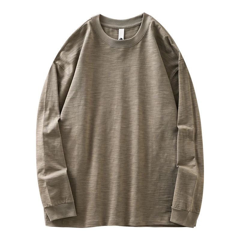DUKEEN t-shirts à manches longues en coton flammé lourd pour hommes printemps et automne sous-vêtements respirants en pur coton vêtements pour hommes
