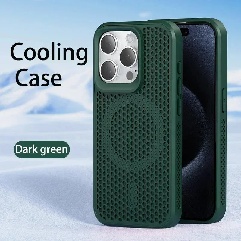 Coque de téléphone à Dissipation thermique et rafraîchissante, étui magnétique arrière rigide et respirant pour iPhone 17 16 15 14 13 12 11 Pro Max Plus pour Magsafe