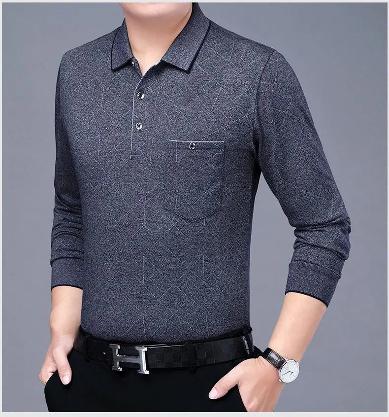 Polos rayés à manches longues pour hommes, Streetwear décontracté, Vêtements d'affaires, Mode coréenne, Polyvalent, Nouveau, Automne, Printemps