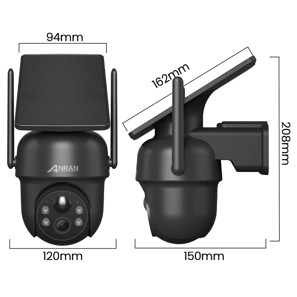 ANRAN caméra solaire 1/2 pièces 3/5MP extérieur 2.4G Wifi caméra de sécurité batterie caméras Protection de Surveillance à domicile PIR détection humaine