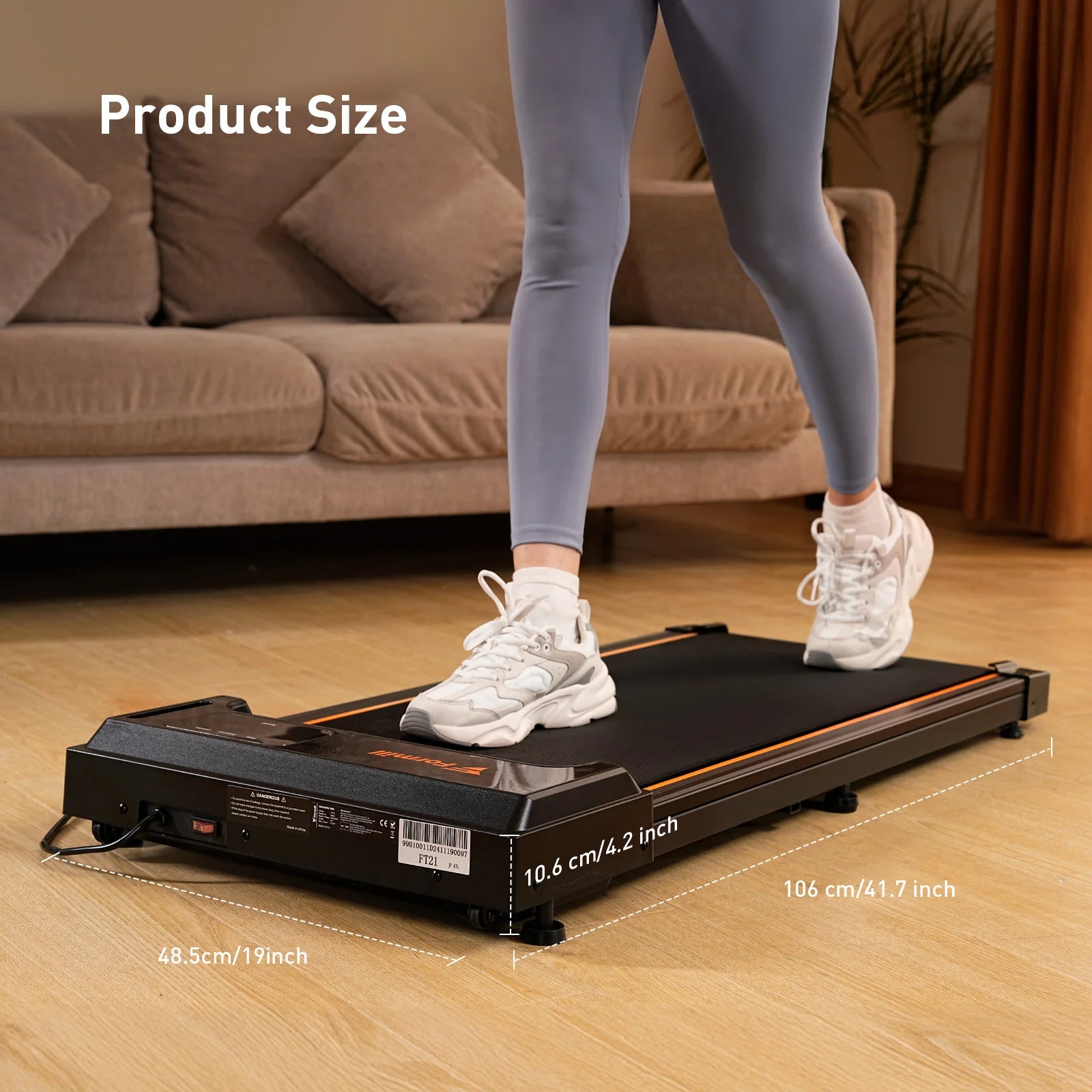 Formill-Tapis de Course pio FT21, Moteur 2,5 HP, Vitesse 1-6 km/h, Antidérapant, Absorption des Chocs, Mini Tapis de Course pour le Bureau et la Maison