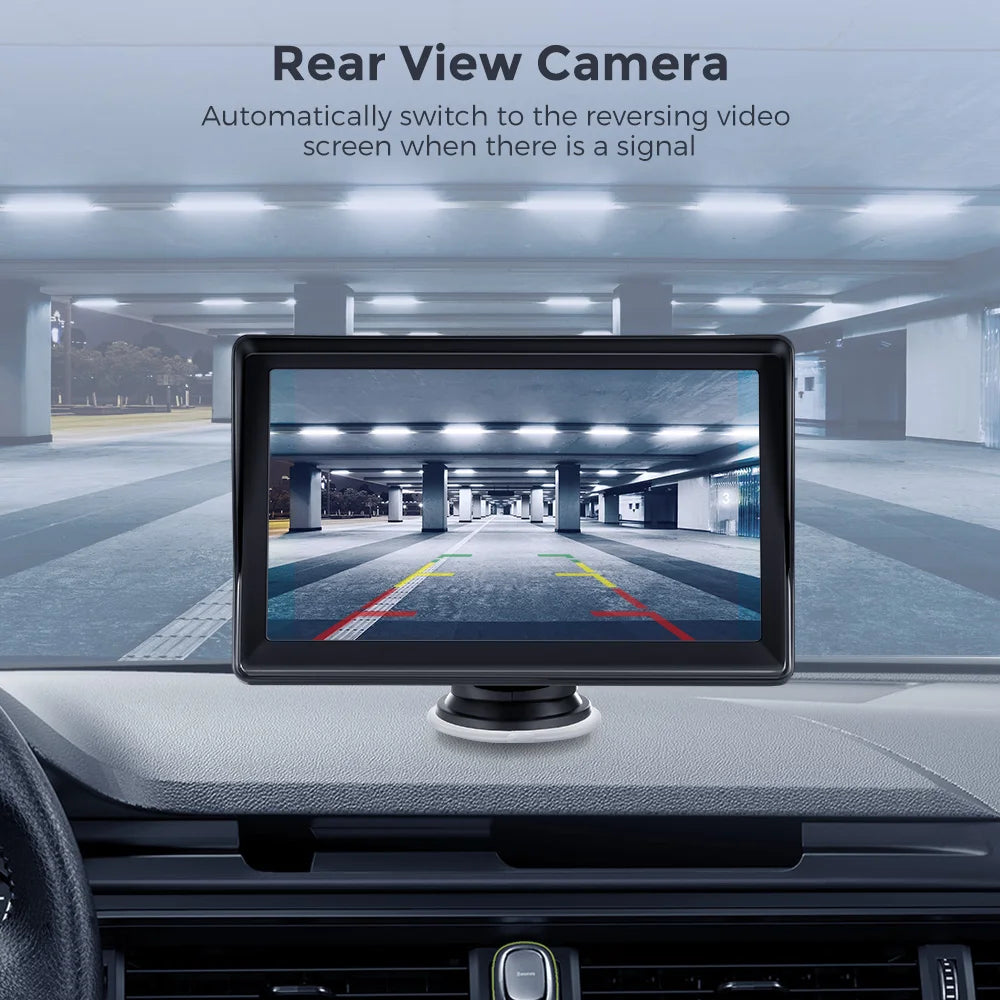 Autoradio sans fil portable avec caméra de recul FM, lecteur vidéo, Android Auto, écran tactile universel, limitation, 7"