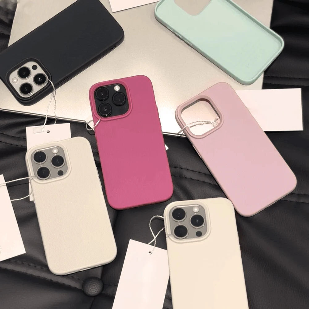 Coque de téléphone en cuir TPU, étui souple antichoc pour iPhone 17 Pro Max 16 13 11 15 14 Plus 12 17 Air 17Promax 16promax