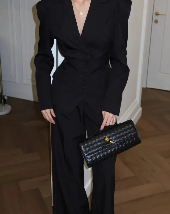 Ensemble Blazer décontracté à simple boutonnage pour femmes, manches longues, revers, col en v, manteau cintré à la taille, vêtements de printemps et d'automne, 2026