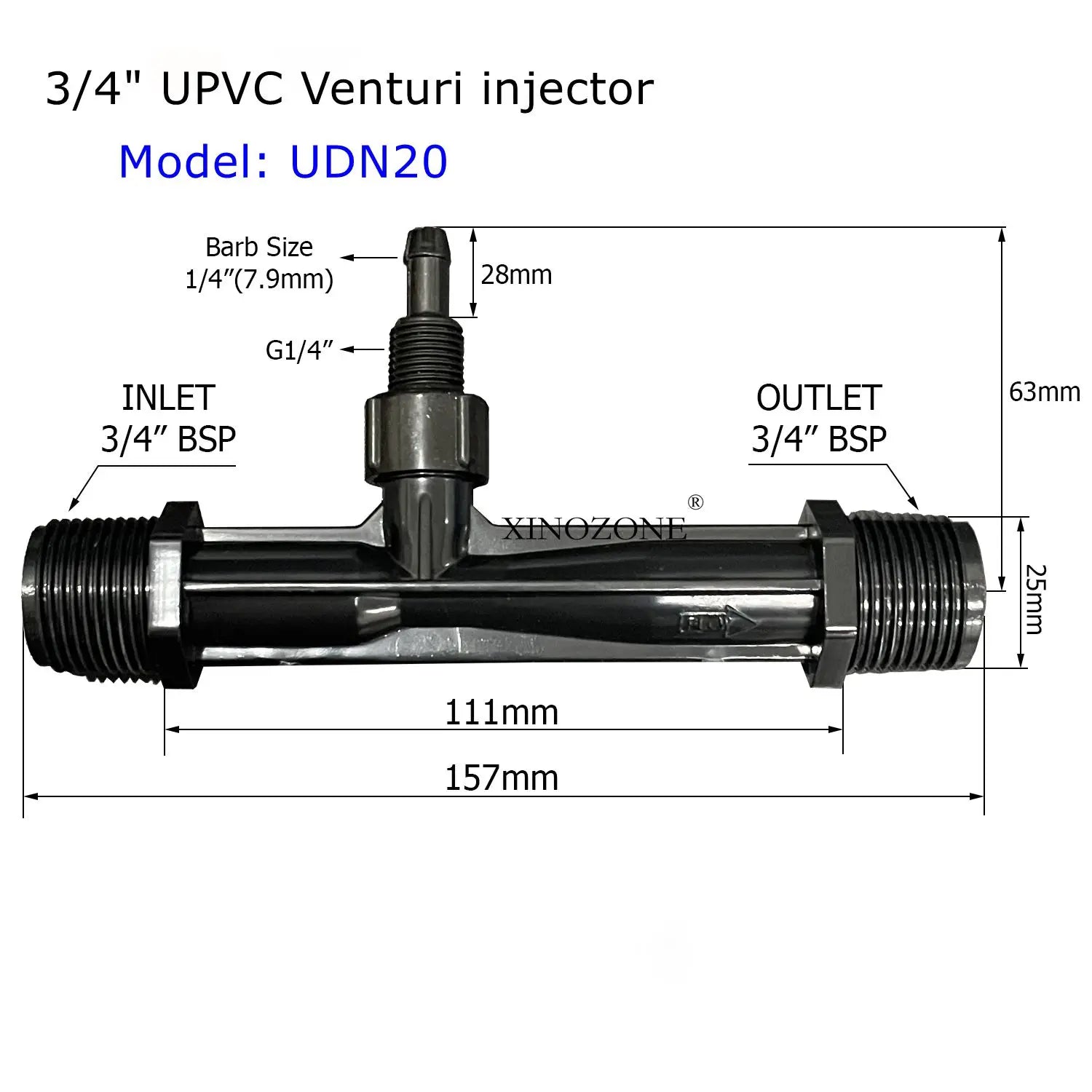 Livraison gratuite UPVC Venturi injecteur mélange gaz et liquide mélangeur connecteur mélange XINOZONE