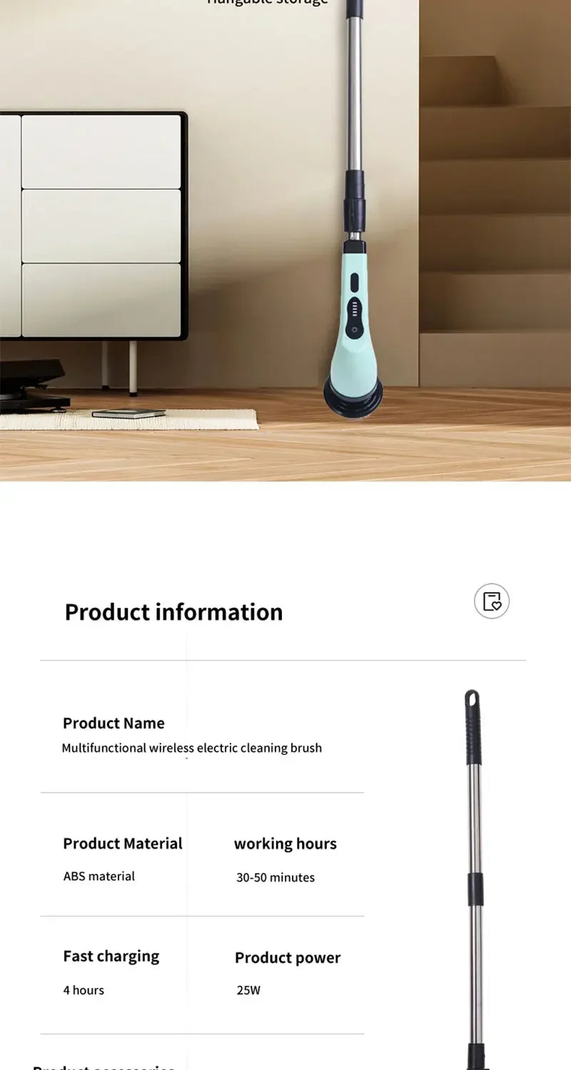 Brosse de nettoyage électrique multi-outils multifonctionnelle, pour le nettoyage rotatif de salle de bain, de cuisine, de toilettes et d'automobile.