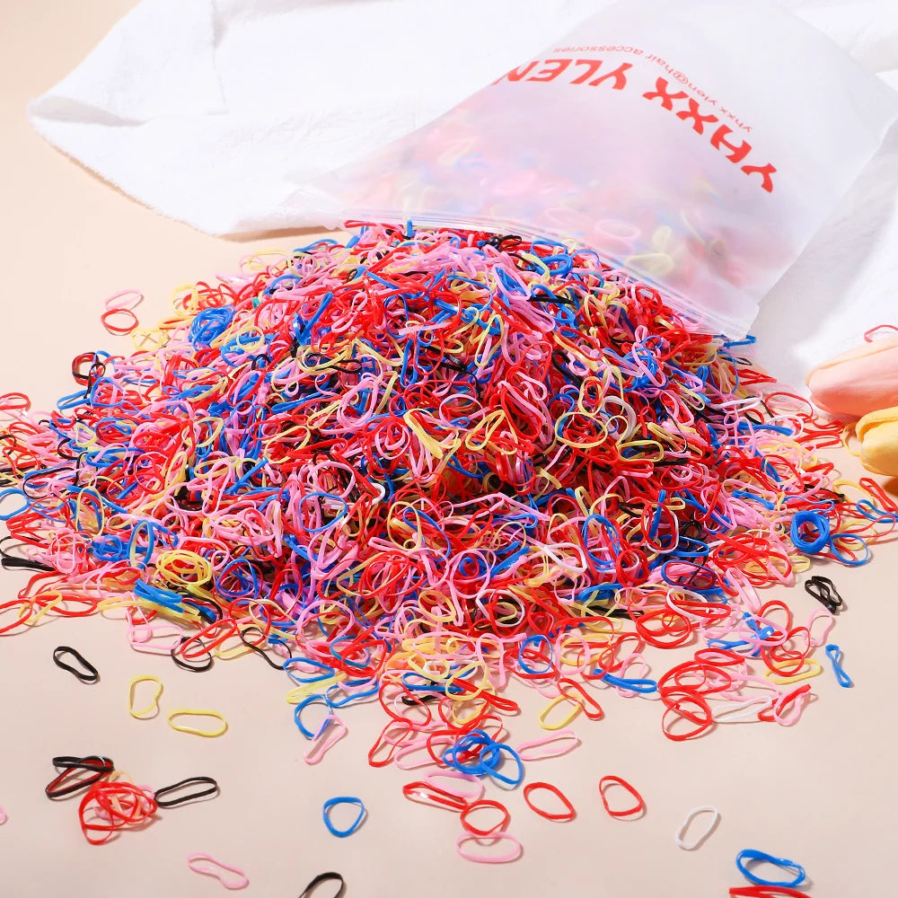 Artificiel astique de poulet coloré pour filles, attaches pour cheveux, bande de sauna, porte-queue de cheval pour enfants, accessoires pour cheveux, 500 pièces, 1000 pièces, 2000 pièces