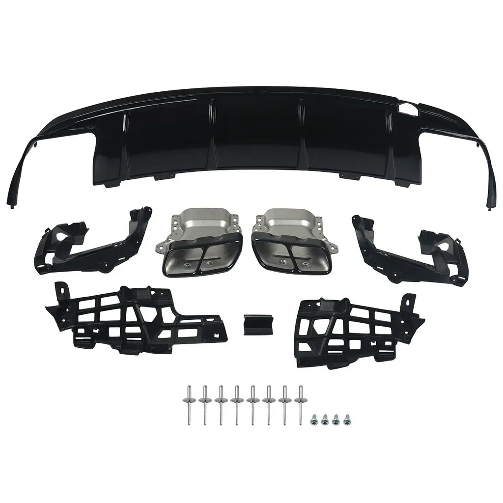 MagicKit pour Mercedes Benz AMG W117 C117 X117 diffuseur arrière avec tuyaux d'échappement CLA260 CLA45 brillant à lèvres de pare-chocs arrière noir