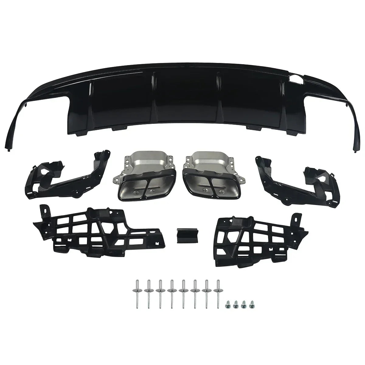 MagicKit pour Mercedes Benz AMG W117 C117 X117 diffuseur arrière avec tuyaux d'échappement CLA260 CLA45 brillant à lèvres de pare-chocs arrière noir