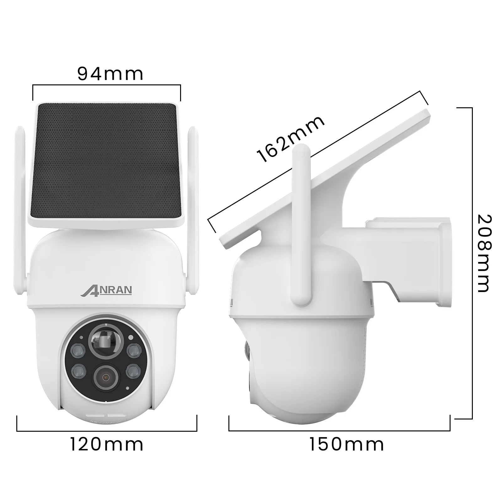 ANRAN caméra solaire 1/2 pièces 3/5MP extérieur 2.4G Wifi caméra de sécurité batterie caméras Protection de Surveillance à domicile PIR détection humaine