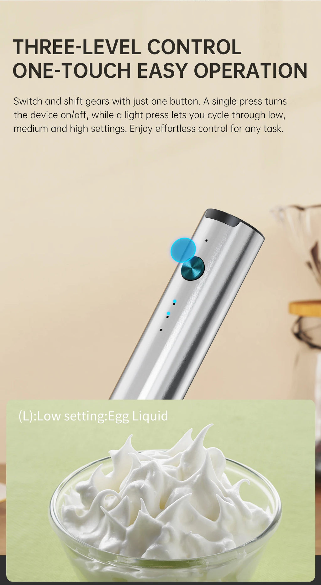 Mousseur à lait électrique, 3 vitesses avec 2 fouets, rechargeable par Type-C, en acier inoxydable, tête à mousse double couche pour latte/café