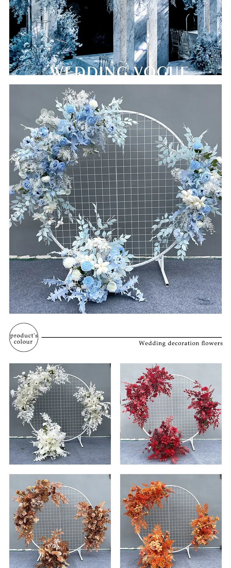 Arrangement floral de mariage, simulation de fleur en soie, pavillon rond, fleur de mariage