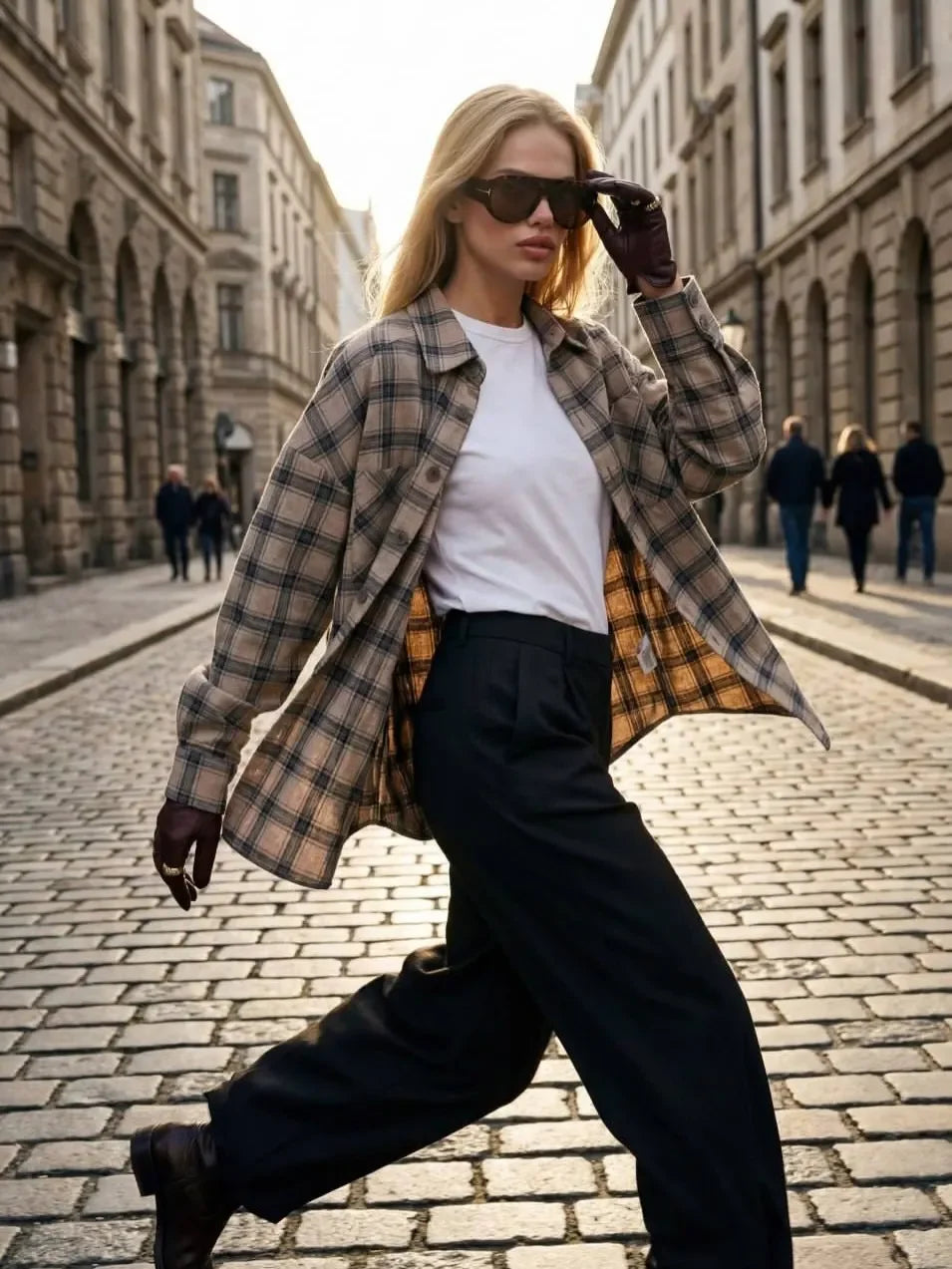 Chemise à carreaux à simple boutonnage pour femmes, bloc de couleurs, mode Chic, Vintage, revers, manches longues, poches, printemps 2026, hauts d'intérieur