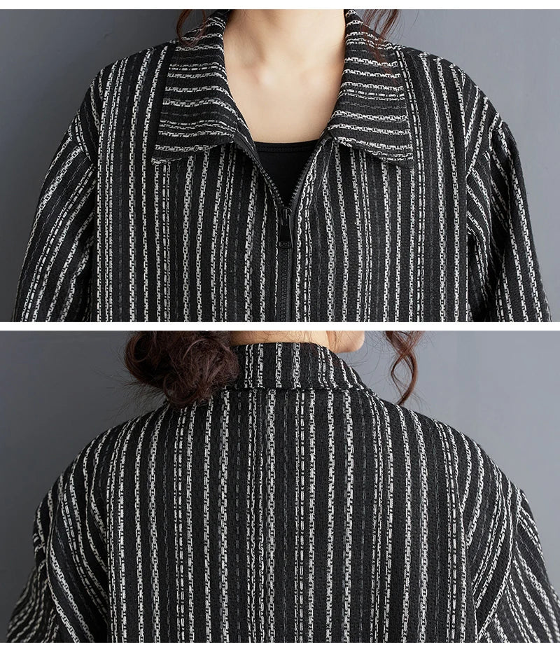 Manteau long à rayures vintage pour femmes, cardigan à fleurs patchwork, décontracté, printemps, automne, 2025