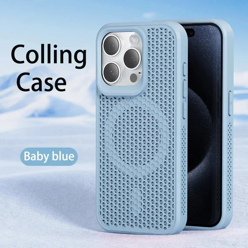 Coque de téléphone à Dissipation thermique et rafraîchissante, étui magnétique arrière rigide et respirant pour iPhone 17 16 15 14 13 12 11 Pro Max Plus pour Magsafe