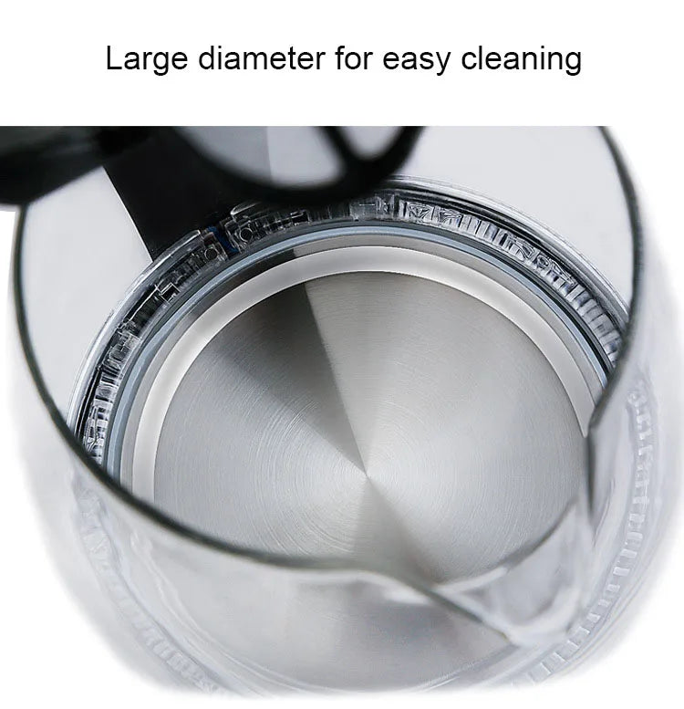 Bouilloire électrique en verre de 2 L - Théière sans fil en borosilicate avec base chauffante, chauffe-eau, indicateur LED, arrêt automatique