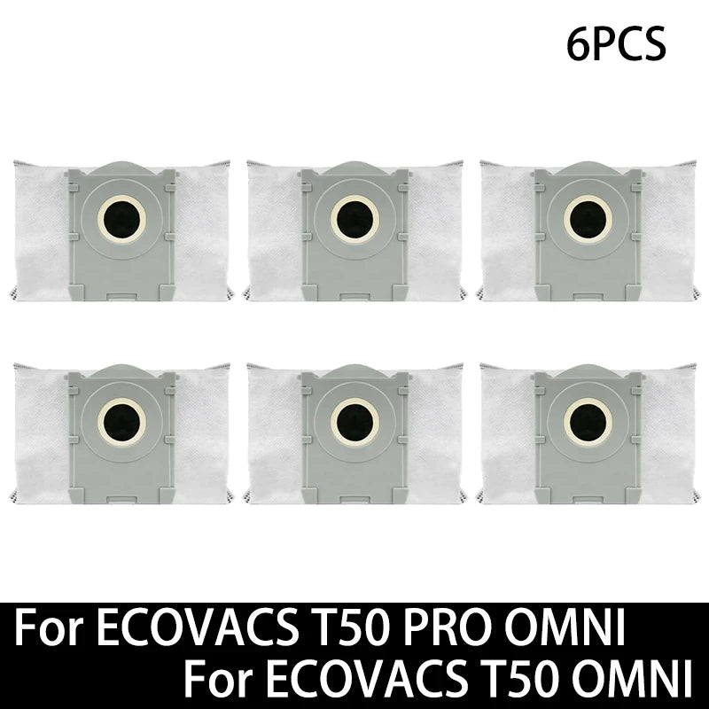 Accessoires pour ECOVACS T50 PRO OMNI / T50 OMNI : brosses latérales principales, chiffons de nettoyage, filtres HEPA, sacs à poussière, pièces détachées pour robot aspirateur