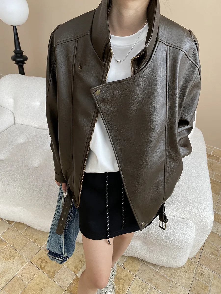 Veste à manches longues pour femme, col document, monochromatique, décontracté, printemps, automne