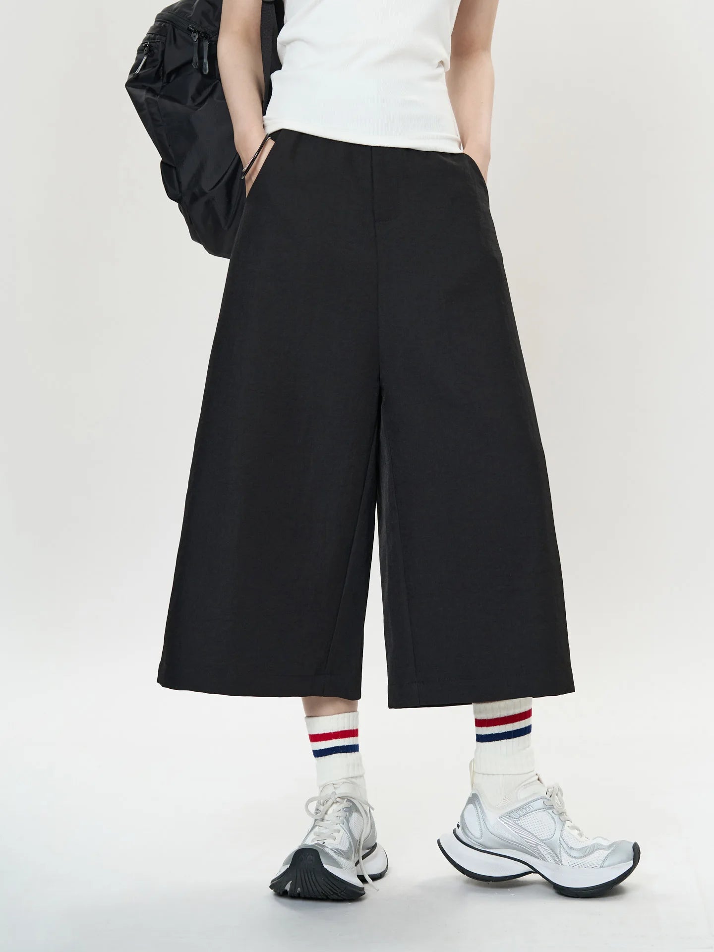 Pantalon de printemps taille haute à jambes larges pour femmes, décontracté, couleur unie, coupe ample