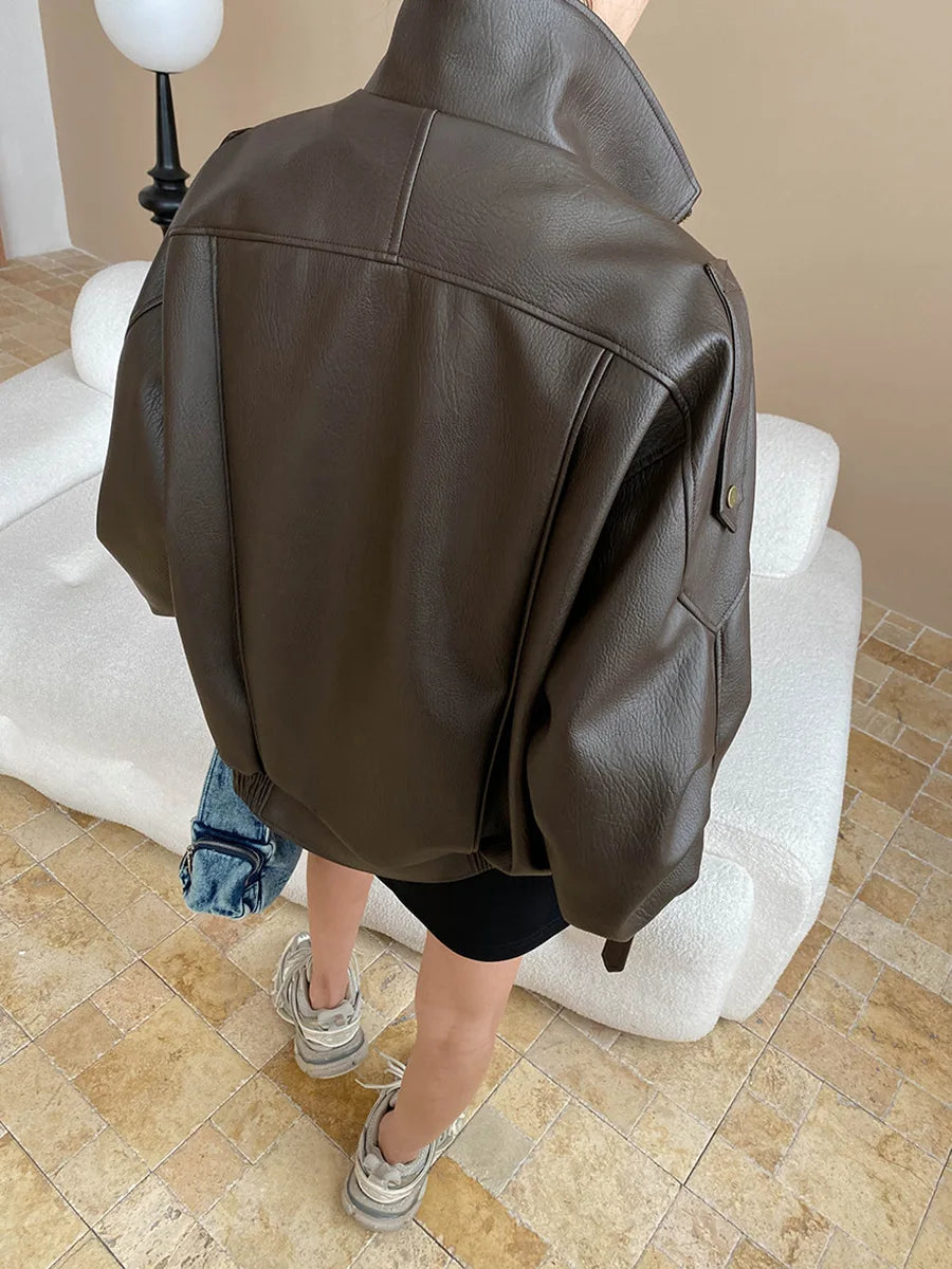 Veste à manches longues pour femme, col document, monochromatique, décontracté, printemps, automne