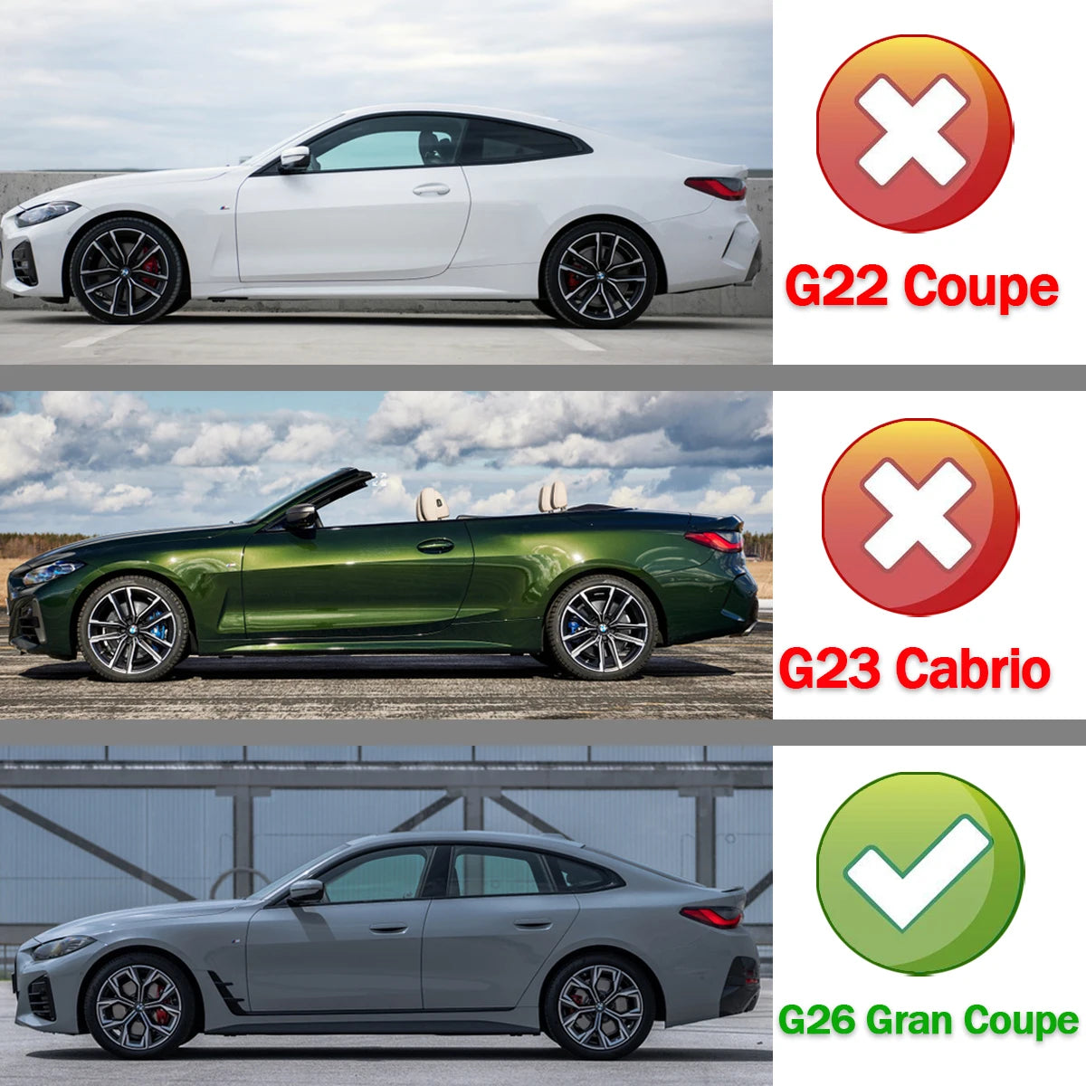 Spomicrophone arrière de style PSM, noir brillant, adapté pour 21 à 24 BMW Série 4 G26 Gran Coupé i4 4DR