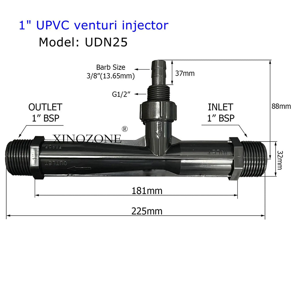 Livraison gratuite UPVC Venturi injecteur mélange gaz et liquide mélangeur connecteur mélange XINOZONE