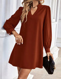 Bureau dame chemise Style robes femmes col en v à manches longues Mini robe printemps automne couleur unie vêtements de travail
