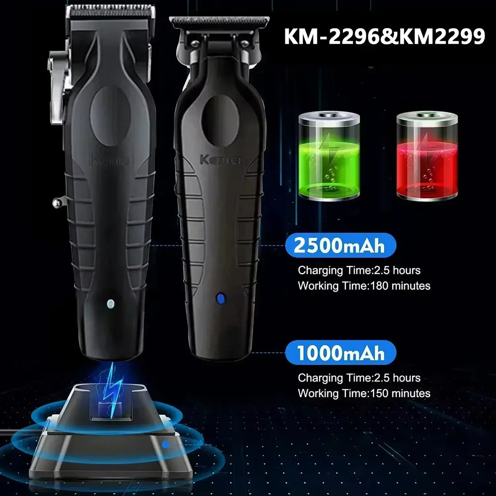 Kemei Kit de tondeuse à cheveux originale KM-2296 KM-2299 KM-T95 tondeuse à cheveux électrique Rechargeable barbier rasoir professionnel pour hommes