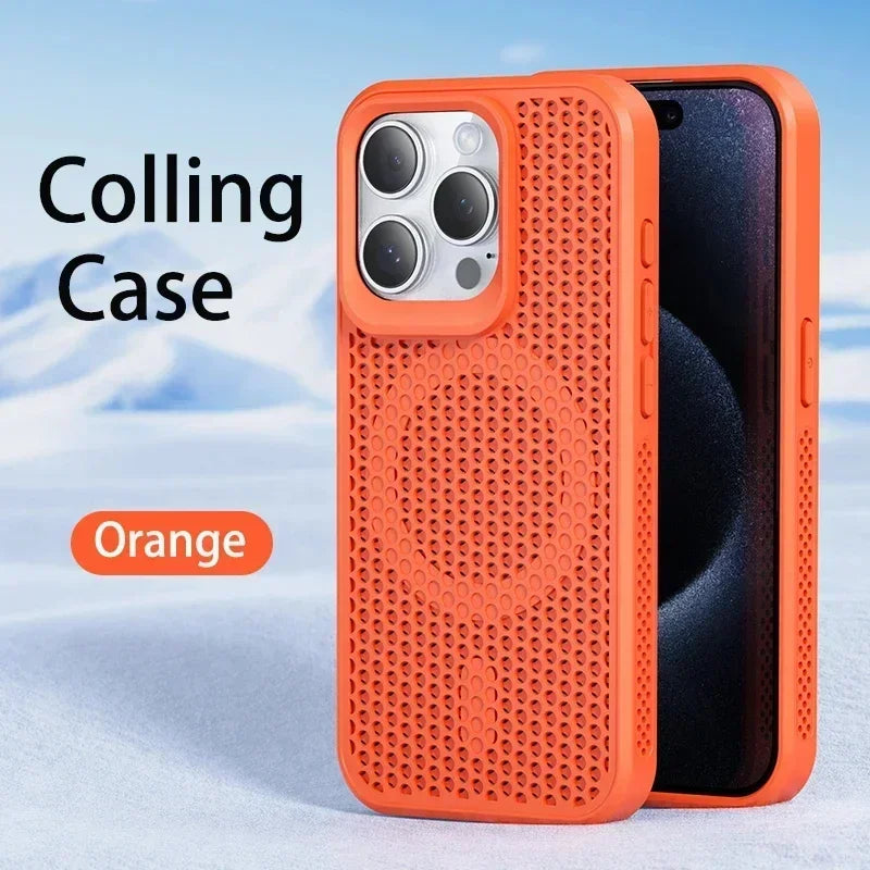 Coque de téléphone à Dissipation thermique et rafraîchissante, étui magnétique arrière rigide et respirant pour iPhone 17 16 15 14 13 12 11 Pro Max Plus pour Magsafe
