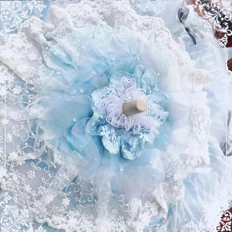 Lolita-Parapluie en dentelle fait main pour fête, fleur de printemps, fête de mariage, parasol Versailles, casque d'écoute, El Principito