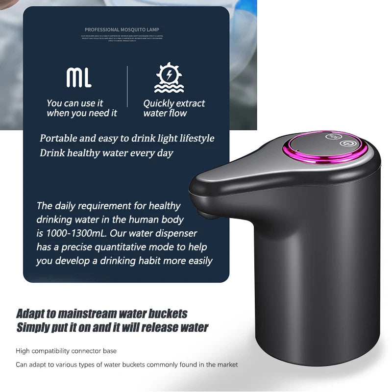 Distributeur d'eau électrique, machine à eau potable automatique intelligente pour eau en bouteille et purifiée, chargement USB